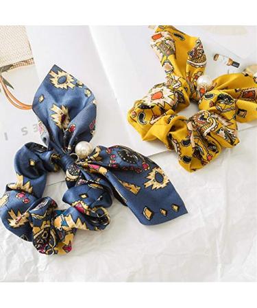 Vasana Boho Hair Ties with Bow - Chiffon Flower Pattern Hair Accessories (6 Random Colors) - Buy Online on GoSupps.com