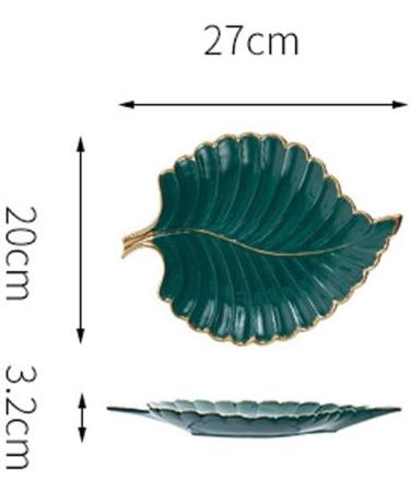 Fruit Dish Gold Plating Ceramic Plate Set Fashion Maple Leaf Design Jewelry Tray Tableware Accessories Dim Sum Fruit Plate Kitchen Dining Dish Green S - Buy Online on GoSupps.com