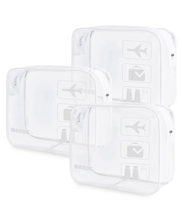 Clear Travel Toiletry Bags with Zippers Portable Waterproof Travel Accessories Quart Size Toiletries Cosmetic Pouch Makeup Bags for Men and Women (3pcs White) White 3 - Buy Online on GoSupps.com
