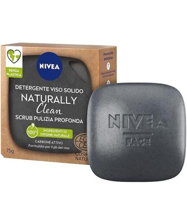 NIVEA Naturally Clean Deep Cleansing Solid Face Scrub 75g 100% natural facial peeling with activated charcoal and citric acid Cleansing facial scrub with vegan formula - Buy Online on GoSupps.com