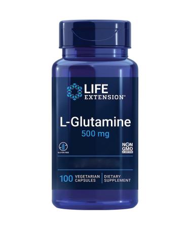 Life Extension L-Glutamine 500mg High Dose 100 Vegan Capsules Lab-Tested Gluten Free Vegetarian Soy Free GMO Free