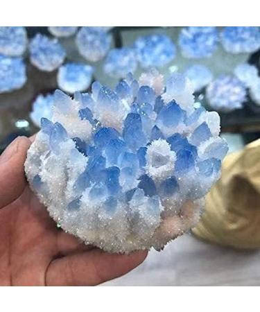 1pc 350g-500g Blue White Crystal Cluster Natural Quartz Cluster Samples Crystal Stone for Home Collecction Full of Texture - Buy Online on GoSupps.com
