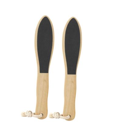 FRCOLOR Lot de 2 Limes Pieds Double Face en Bois Naturel Planches Friction Antid rapantes pour Massage des Pieds Exfoliation des Peaux Mortes Soin Domicile Voyage