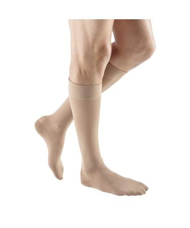 mediven Plus for Men & Women 30-40 mmHg Knee High Stockings w/Silicone Topband Closed Toe V Beige
