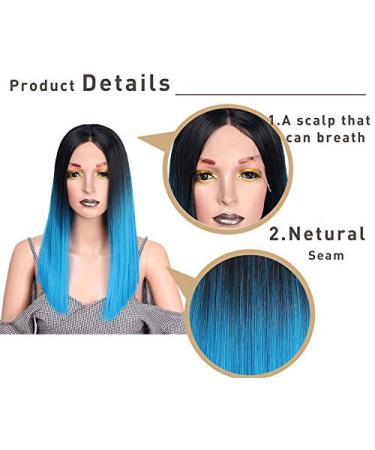 HBINGBING Blue Straight Long 20 Synthetic Lace Front Wig - Heat Resistant Fiber for All Women - Buy Online on GoSupps.com