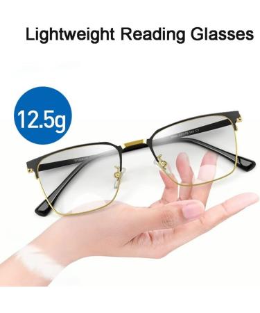 Lightweight Metal Frame Reading Glasses for Men | Anti Blue Light Rectangle Computer Visual Aid | Spring Hinges | 2.5X Magnification - Buy Online on GoSupps.com