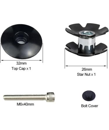 PLATT Bike Headset Top Cap - Aluminum Alloy Star Nut Stem Cap for 1-1/8 Stems & Forks, Black - Buy Online on GoSupps.com
