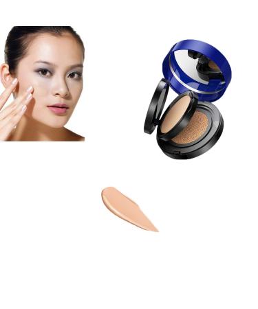 2 In 1 Cushion Pressed Powder Concealer Liquid Foundation Full Coverage Air Cushion Foundation Double-layer Air Cushion Liquid Powder Set (Natural)