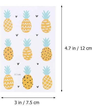 10PCS Eco-Friendly Waterproof Colored Drawing Pineapple Tattoo Stickers - Cute Cartoon Design for Body Art - Buy Online on GoSupps.com