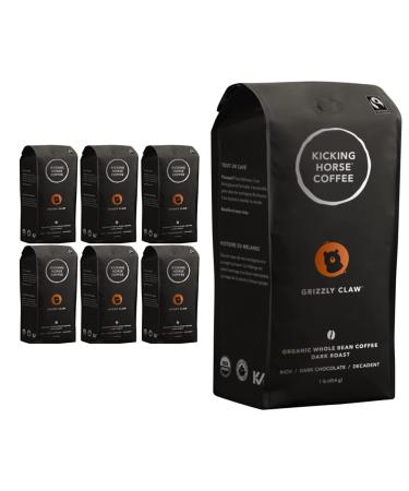 Kicking Horse Coffee grizzly claw Dark Roast Whole Bean 1 lb (Pack Of 6) - Certified Organic & Grizzly Claw Dark Roast Whole Bean 1 lb - Certified Organic Fairtrade Kosher Coffee