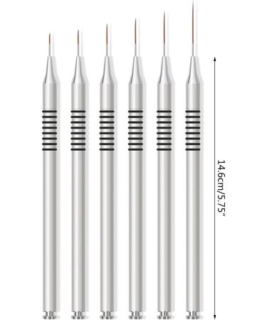 JSGHGDF 6Pcs Art Brush Striping Thin Long Line Dotting Drawing Pen Gel Polish Painting Metal Handle Striper - Buy Online on GoSupps.com