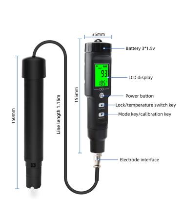 Dissolved Oxygen Meter Professional Digital Pen Type Dissolved Oxygen Test 0.0-40.0mg/L Dissolved Oxygen Detector for for Aquarium Aquaculture - Buy Online on GoSupps.com