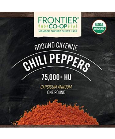 Frontier Co-op Organic Ground Cayenne Chili Peppers 1lb | 75,000 HU Spice - Buy Online on GoSupps.com