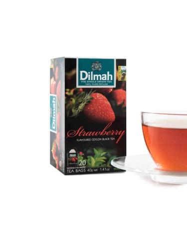 Dilmah Strawberry Flavored Ceylon Black Tea - 20 Tea Bags - Sri Lanka Ceylon Dilmah Strawberry Tea Real Tea(3 PACK)