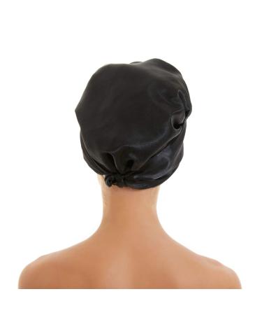 Reversible Satin Hair Bonnet Cap for Women | Double Layer Head Wrap for Long Curly Hair/Braids - Black - Buy Online on GoSupps.com