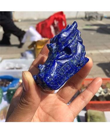 Cute Natural Lapis Lazuli Crystal Gemstone Dragon Skull Reiki Hand Carved Crystal Skull Home Decoration - Buy Online on GoSupps.com