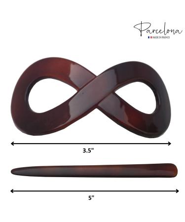 Parcelona French Infinity Brown Tortoise Shell Hair Slider Barrette Clip with Stick for Fine Hair Women & Girls - Buy Online on GoSupps.com