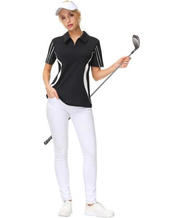 JACK SMITH Women's Golf Polo Shirt | Short Sleeve Dry Fit Tennis Shirt with Zipper | Activewear Polo | Black - Size Medium - Buy Online on GoSupps.com