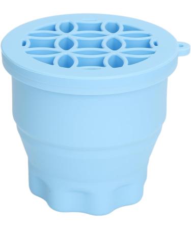 Makeup Brush Cleaning Bowl Space Saving Multifunctional Makeup Brush Scrubber Palm Size 2 in 1 Foldable for Home (Blue) - Buy Online on GoSupps.com