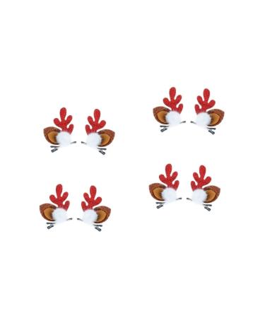 minkissy 4 Pairs Christmas antler hair barrettes for girls hair accessories for hair accessory for girls reindeer cosplay costume antlers headdress reindeer cosplay clip Xmas Hair Clip