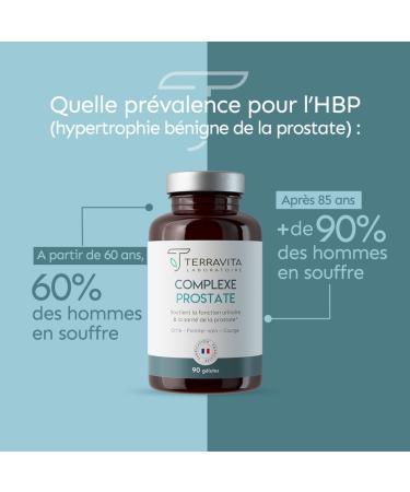 Complexe PROSTATE | Protection de la Prostate et Confort Urinaire Homme | Lutte Naturellement et Efficacement contre l HBP et les Mictions | Dosage Clinique | 90 G lules | Made in France | Terravita - Buy Online on GoSupps.com