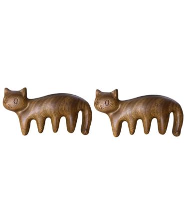 Magiclulu 2st kitten massage comb Head massage comb beautiful comb for the scalp scalp massager tool wide tooth comb wooden ridge sandal wooden crate scraper suchaber massage head travel