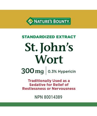 Nature's Bounty St. John's Wort 300mg Pills Supplement Helps to Treat Symptoms of Sleep Disorders 100 Capsules - Buy Online on GoSupps.com