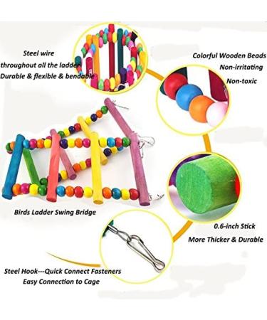 Bonaweite Bird Parrot Toys - Colorful Step Ladder Swing Bridge for Pet Training - 12 Ladders - Buy Online on GoSupps.com