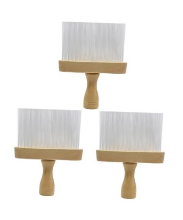 Minkissy 3st barber dust frond cutting clean brush facial brush hairdresser shaving brush hair cleaning in the salon hairdresser neck brush white wooden vintage tool 15x12x1x3pcs whitex3stk