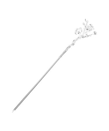 Metal hair stick vintage chinese hair stick rhinestone hairpin bun shape hair styling hair the accessories for women (silver)