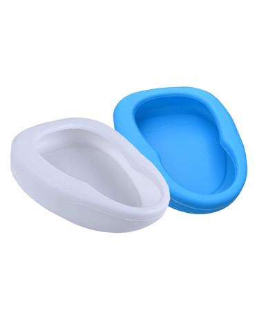 NEDLON Contoured Bedpan for Females and Men Firm Thick Stable PP Bed Pan Potty Urinals for Elderly and Bedridden Patients Home Use (Color : Blue+White)