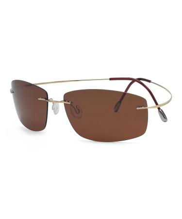 Eyekepper Rimless Titanium Frame Polarized Sunglasses Brown Lens Gold/Brown Lens-s1504 Gold Frame