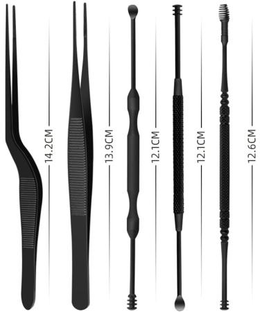 6pcs/set Stainless Steel LED Ear Wax Pickers - Black Earpick Wax Remover Curette Spoon Cleaner Tool - Buy Online on GoSupps.com