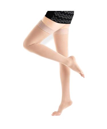 GPAR premium medical compression stockings of open toe class 2 23-32 mmHg for varicose veins edema leg pain swollen feet spider veer - Unisex s beige