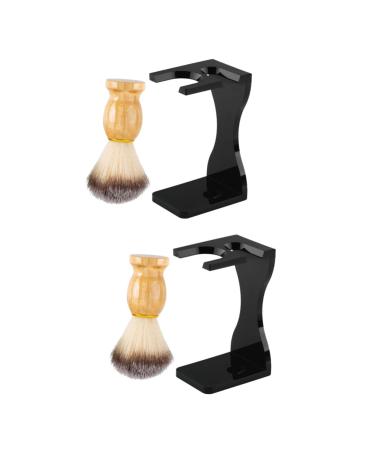 Minkissy 2 sets of razor set shaving stands for men shaver holder men's suits Staub brush for the face beard brush shaving brushes shaving stands and brushes stand for safety razors