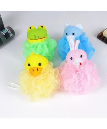 4pcs Baby Shower Bath Sponge - Cute Animal Loofah Balls & Scrubbing Puff for Essential Skin Care - Perfect for Kids - Buy Online on GoSupps.com