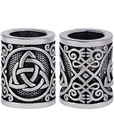 Yahpetes 2 Pcs Celtic Knots Triquetra Viking Beard Beads Set - Norse Rune Metal Rings - 0.59X0.47 Inches - Buy Online on GoSupps.com