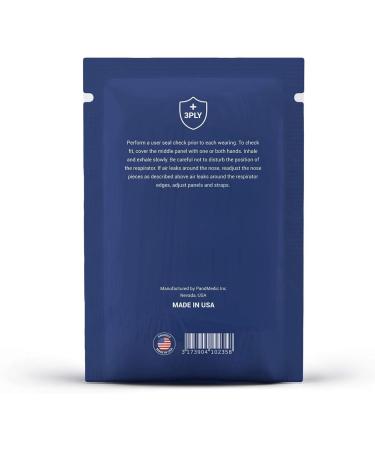 PandMedic Disposable Face Masks Made in USA | Premium 3-Ply Medical Safety Masks - Breathable Elastic Ear Loops - 50ct Resealable Bag for International Shipping - Buy Online on GoSupps.com
