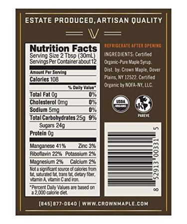 Crown Maple Very Dark Color Strong Taste Organic Maple Syrup - 12.7 Fl Oz - Buy Online on GoSupps.com