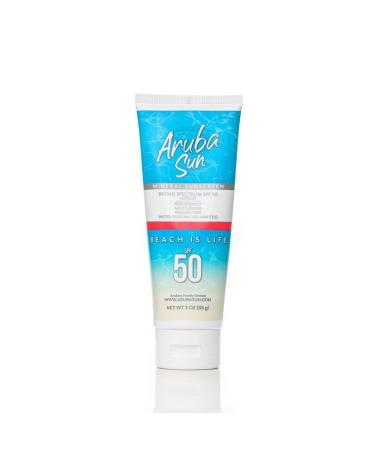Aruba Sun Reef Friendly Mineral Sunscreen SPF 50 Lotion - 3oz | Chemical-Free Reef Safe Sunscreen | Broad Spectrum Protection with Titanium Dioxide & Zinc Oxide | Water Resistant up to 80 Minutes