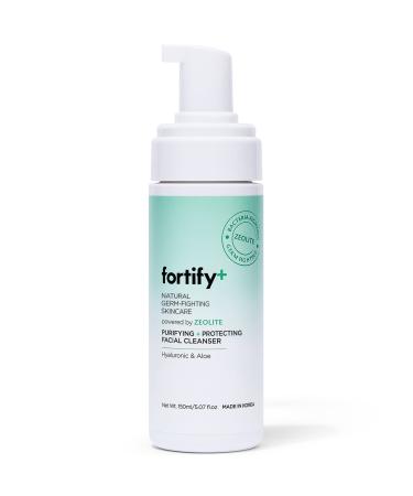 Fortify+ Hydrating Foaming Facial Cleanser with Hyaluronic Acid & Aloe - Purifying Face Wash - Vegan, Fragrance-Free, Alcohol-Free, Cruelty-Free for All Skin Types - Made in Korea - 150ML/5.07Fl.Oz.