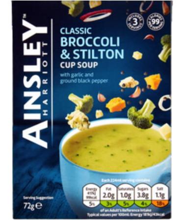 Cup Soup Bundle Consisting of Ainsley Harriott Chicken & Leek Cup Soup 60g x2 Vegetable Chowder 75g x2 Broccoli & Stilton 72g x2 Cream of Wild Mushroom 75g x2 (8 Pack) - Buy Online on GoSupps.com