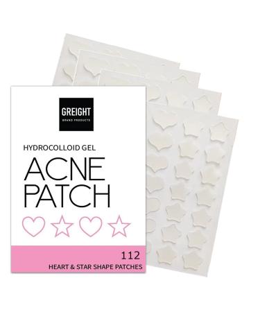 Hydrocolloid Acne Pimple Patch Heart and Star Shape 112 Patches - Acne Treatment For Breakout Conceals Acne Reduces Pimples and Blackheads