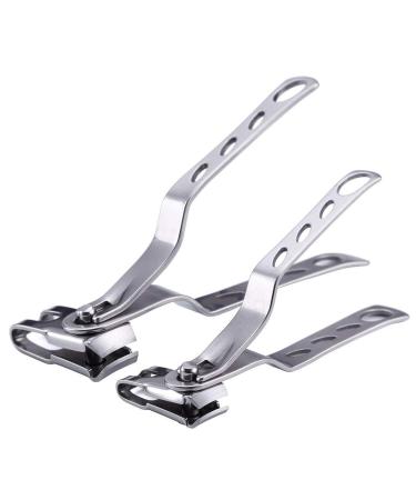 CAREOR Nail Clippers with 360 Degree Rotating Head Stainless Steel Fingernails and Toenails Cutter Long and Small Sizes (Silver)