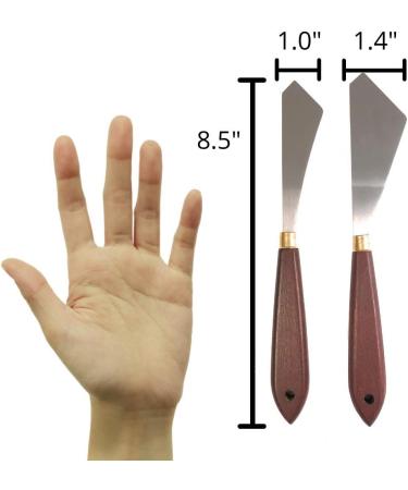 Painting Knife Set of 2 - Wood Handle, Steel Blade Palette Knives for Art and Paint - Straight Edge Gentle Flex (2 Pack) - Buy Online on GoSupps.com