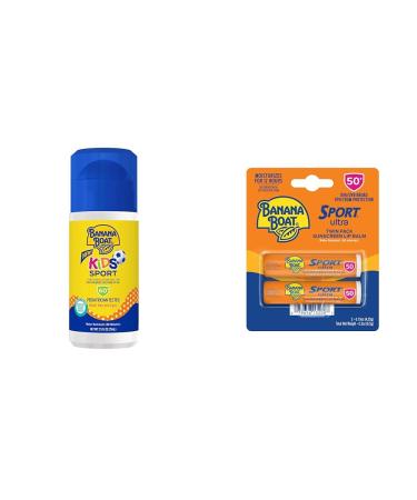 Banana Boat Kids Sport Sunscreen Roll On SPF 60 2.5oz and Lip Balm SPF 50 Twin Pack | Kids Sunscreen Roller and Lip Sunblock