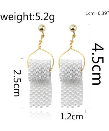 kaixinbukaixin Pearl Toilet Paper Ear Hooks 3D Paper Earrings Roll Ear Drops Jewellery Gifts Gold + White - Buy Online on GoSupps.com