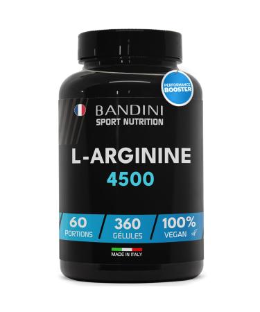 Bandini® L-Arginine 360 ??Vegan Capsules - 4500 mg of Pure Arginine HCL Powder per Daily Dose - High Dosed - Made by Vegetable Fermentation - 100% Vegan, No Additives and Flavors