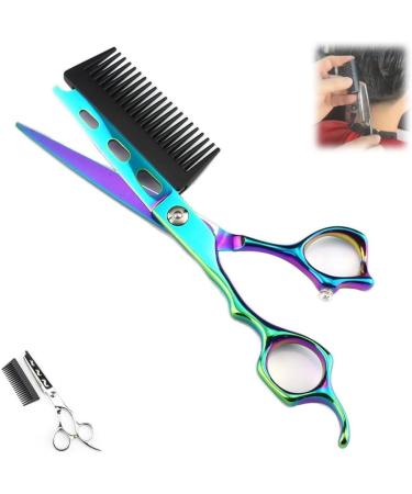 Professional Hairdressing Scissors 2 in 1 Hair Scissors with Comb with Detachable Comb 6 Inch Professional Jp440c Steel Gold 2 in 1 Hair Scissors Home Use for Man Woman Adults Kids (Green)
