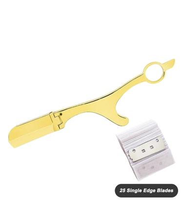 Ergonomic Gold Razors with 25 Blades - Premium Shaving Knife for Beard Body Eyebrow & Moustache Removal | International Shipping Available - Buy Online on GoSupps.com